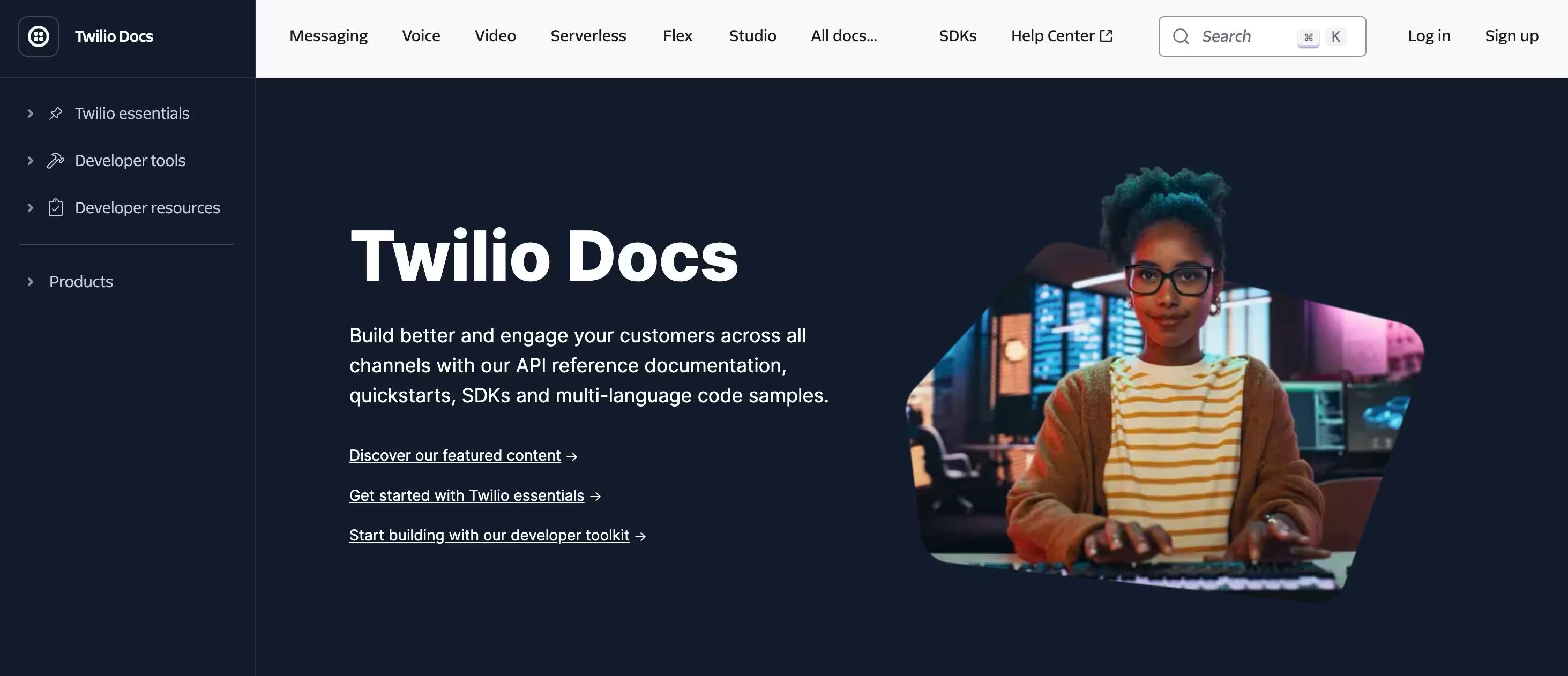 Twilio docs page
