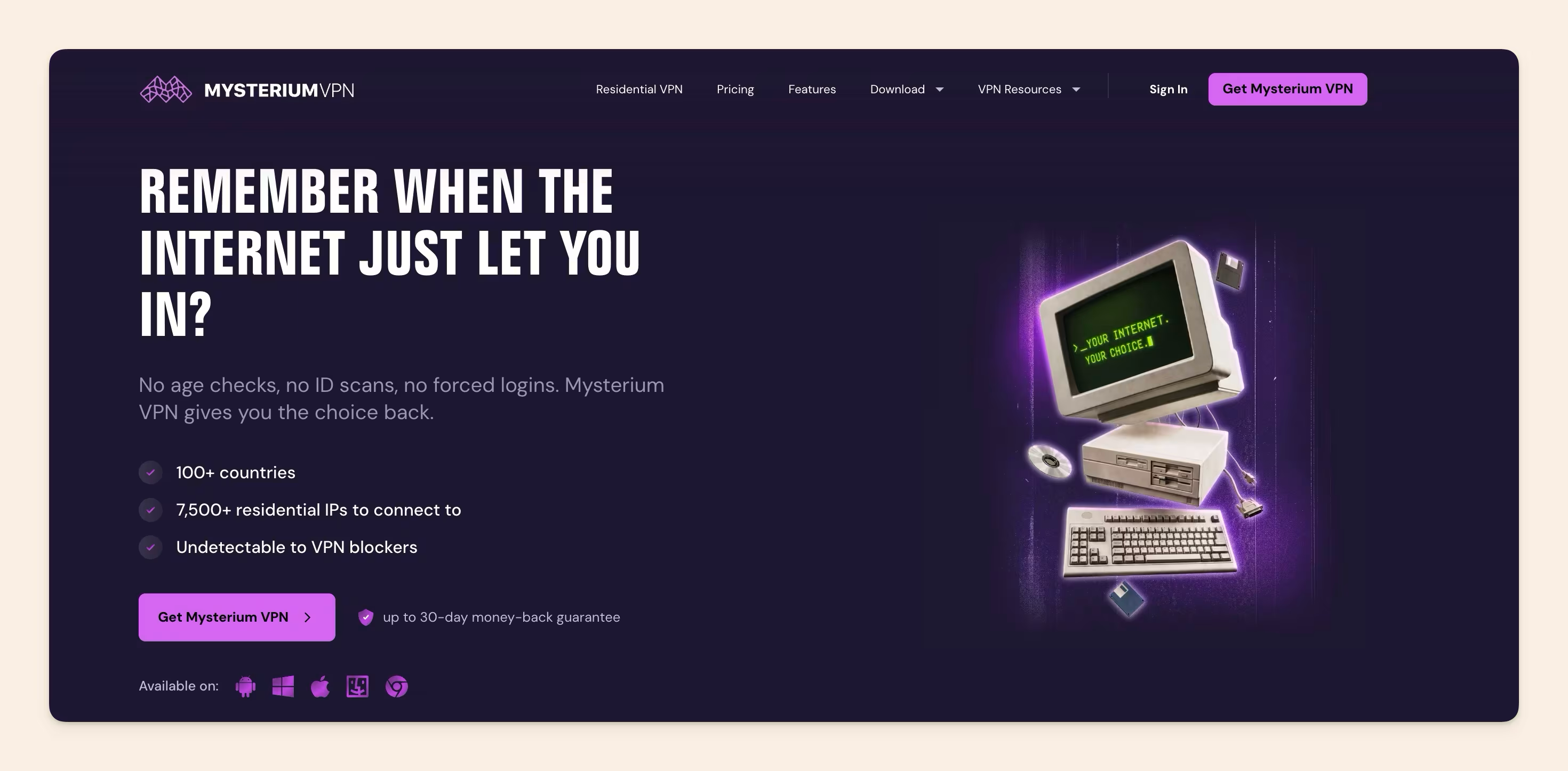 Mysterium VPN homepage