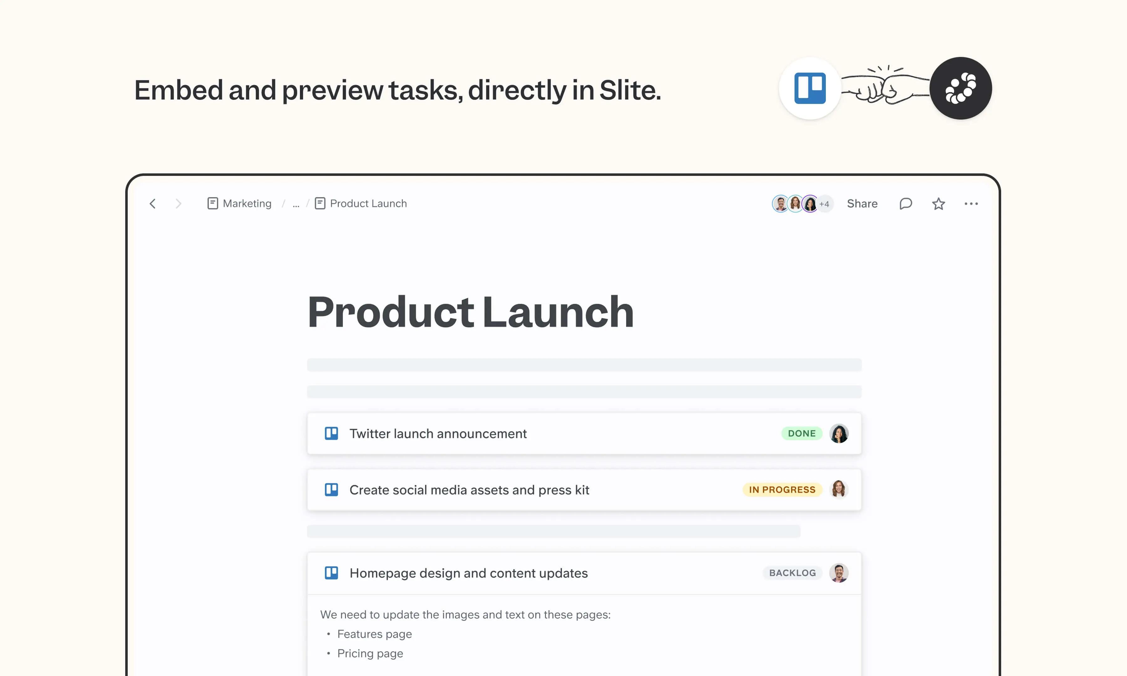 Trello integration screenshot