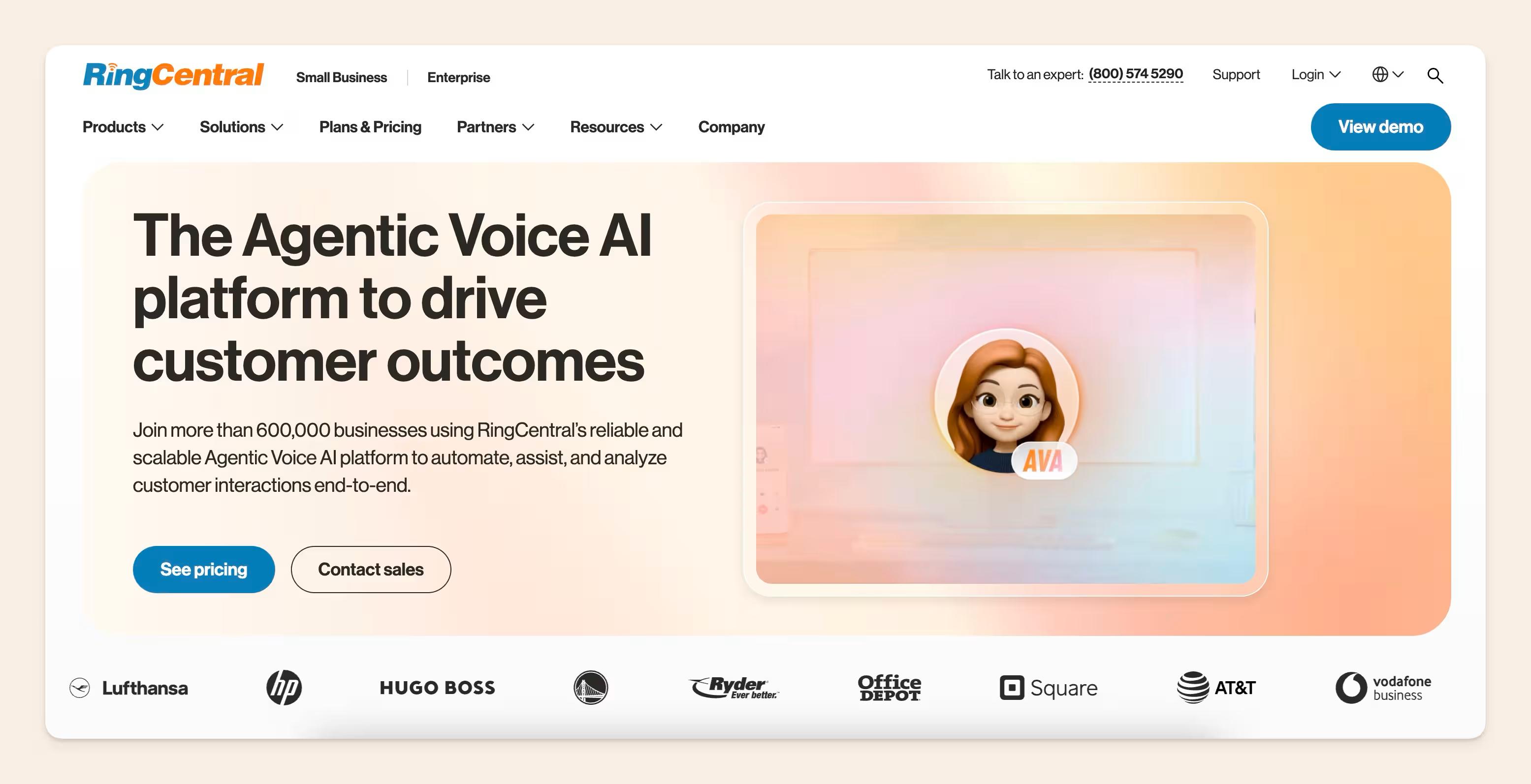 RingCentral homepage