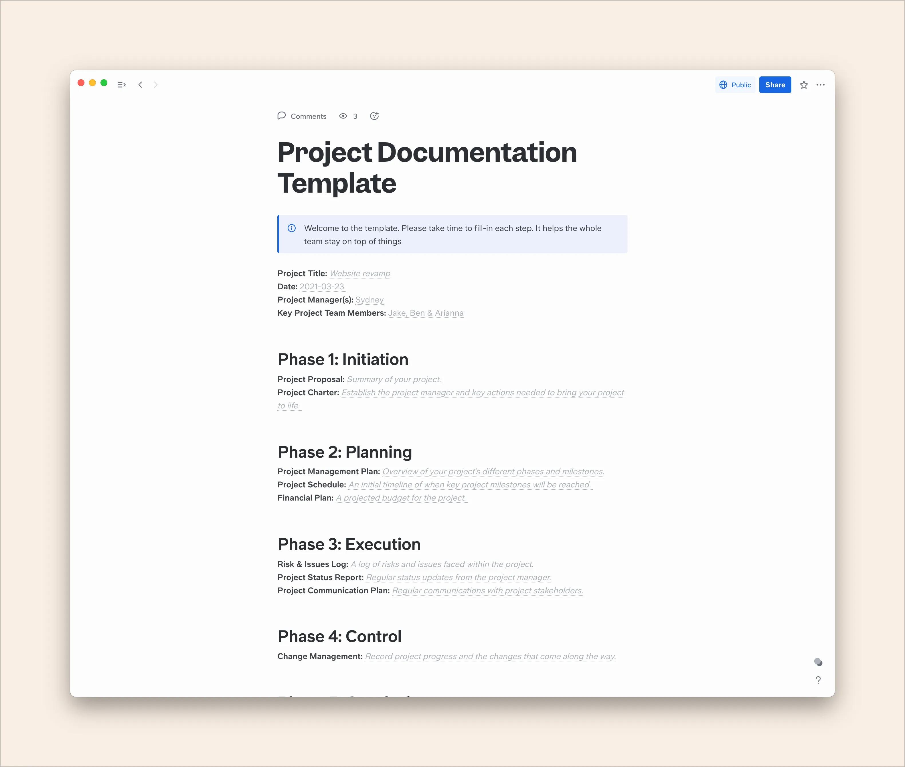 Project Documentation Template