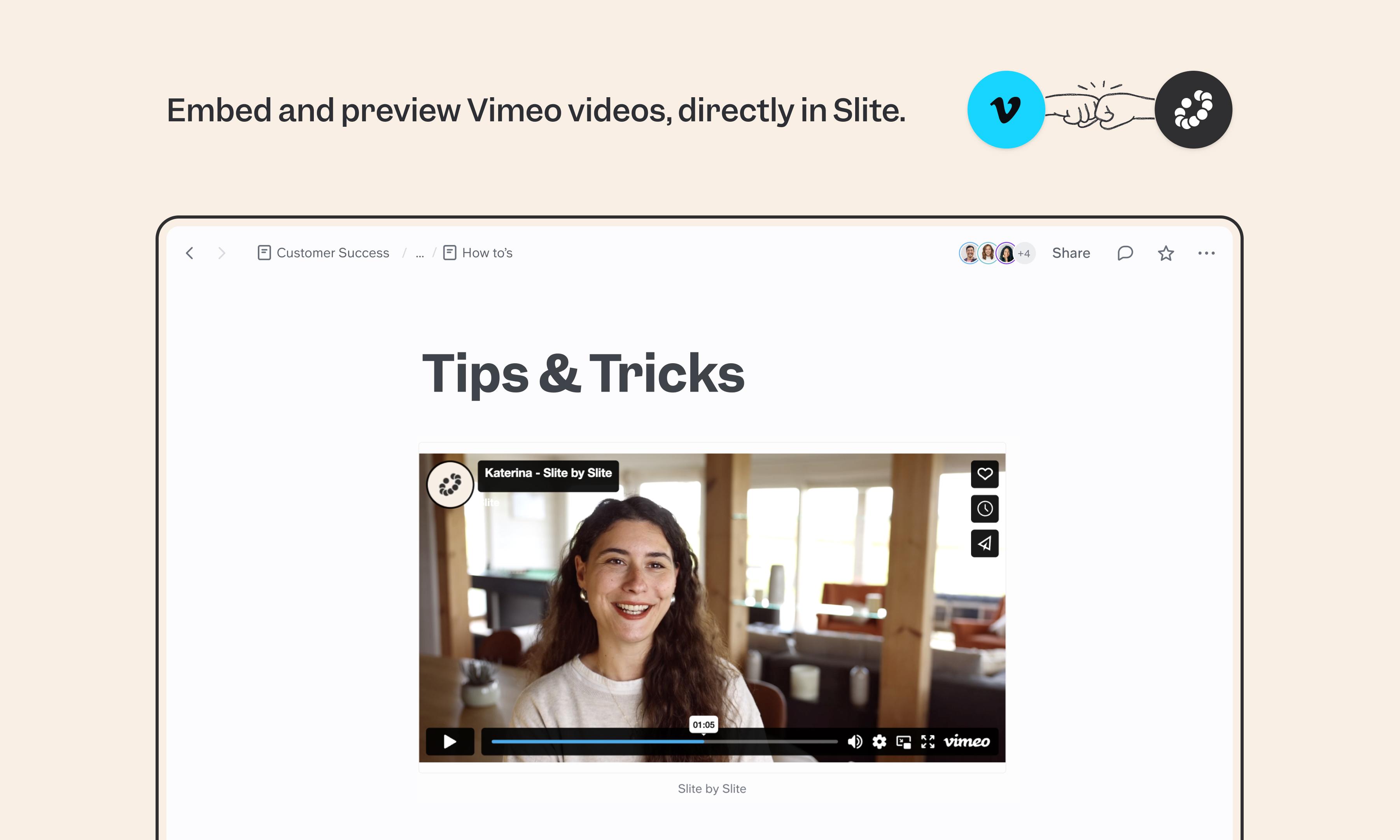 Vimeo integration screenshot