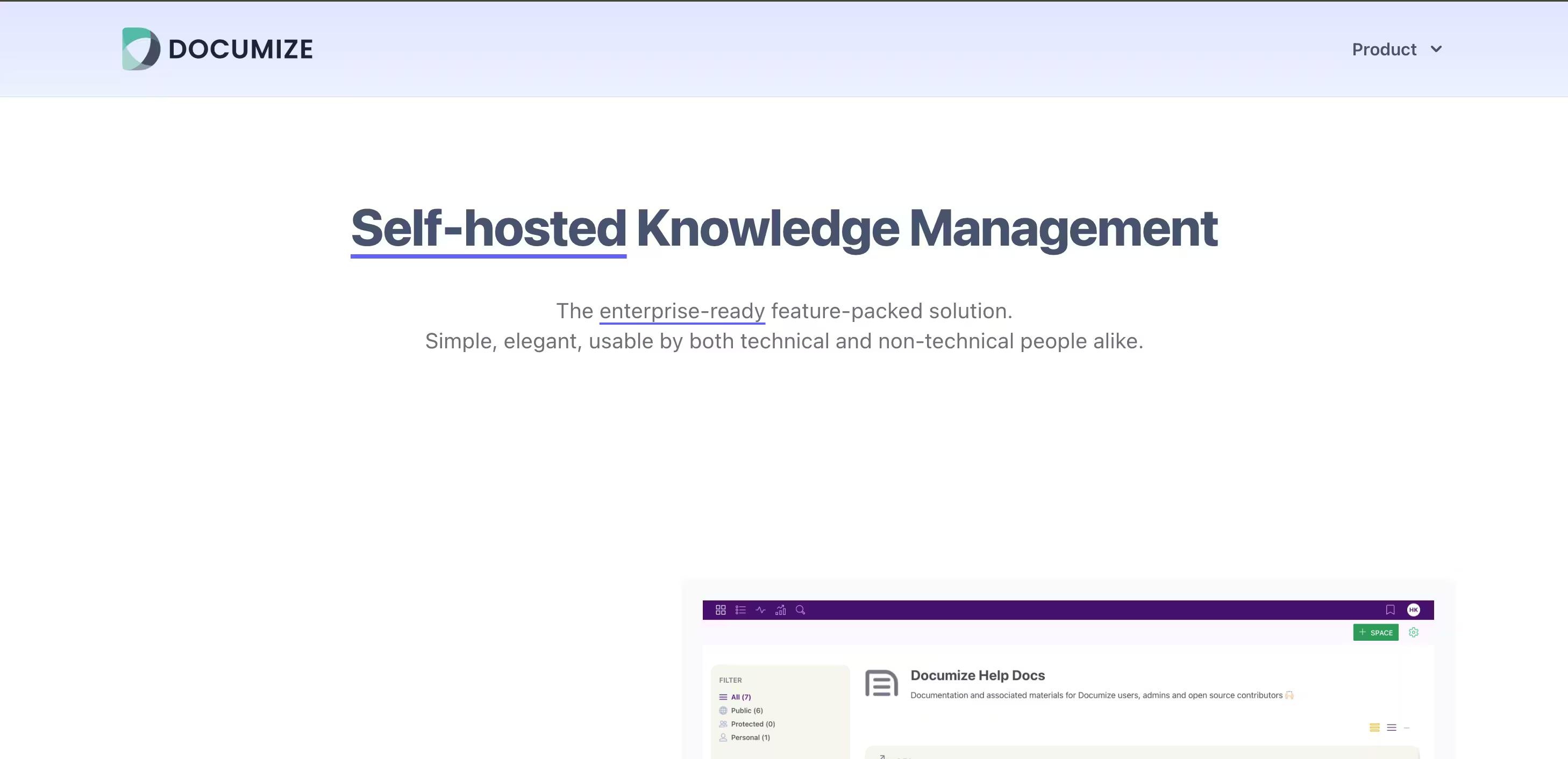 Documize Community homepage screenshot