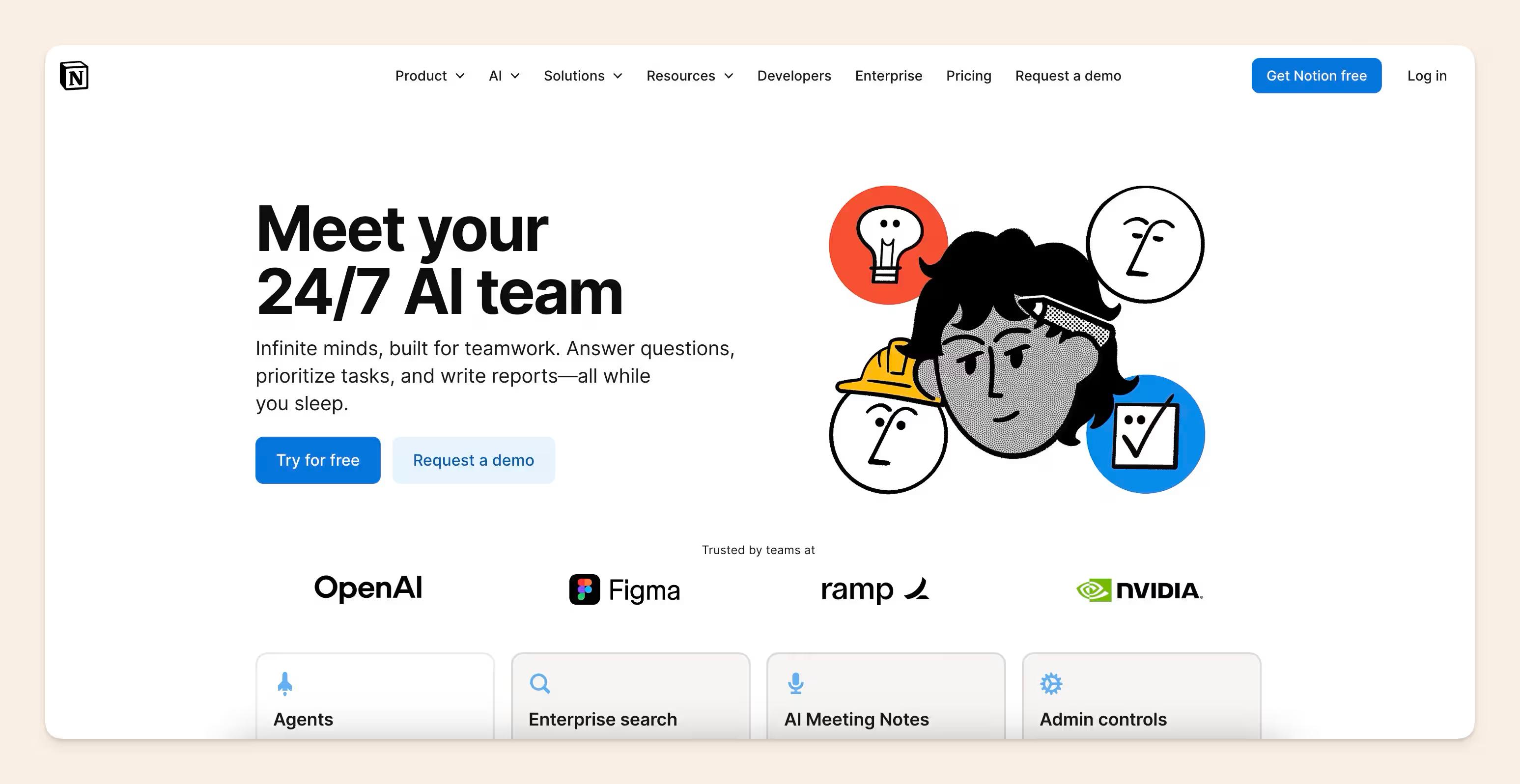 Notion AI landing page