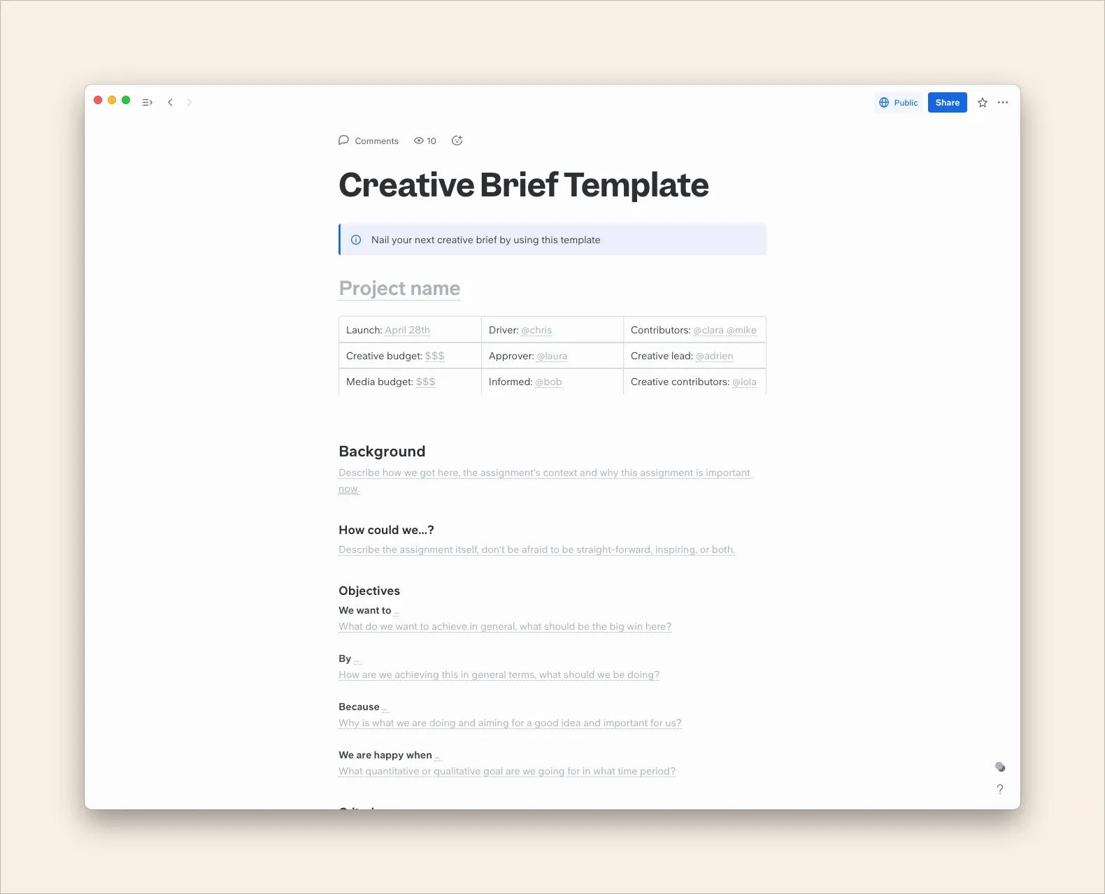 Creative Brief Template