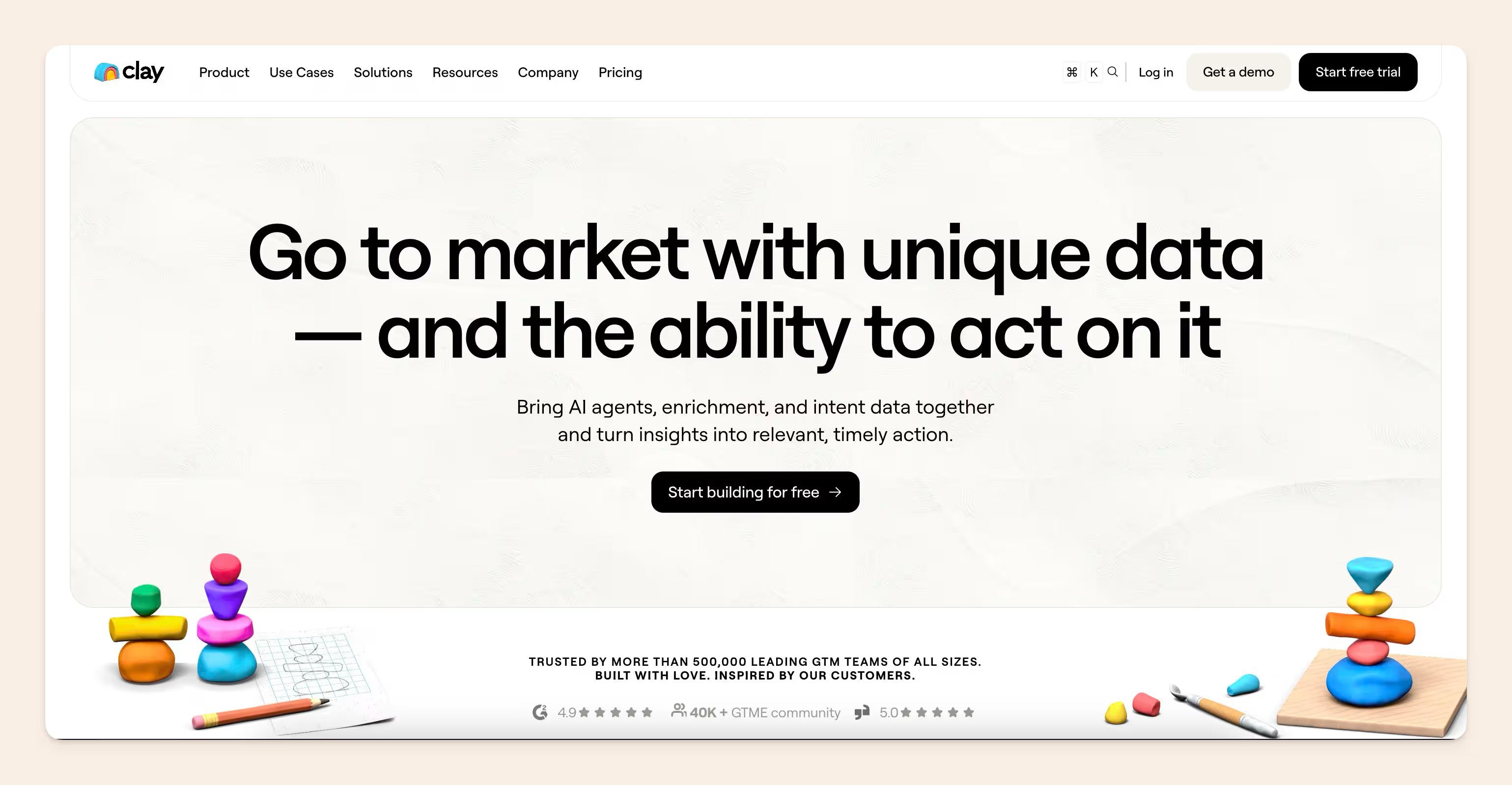 Clay homepage screenshot