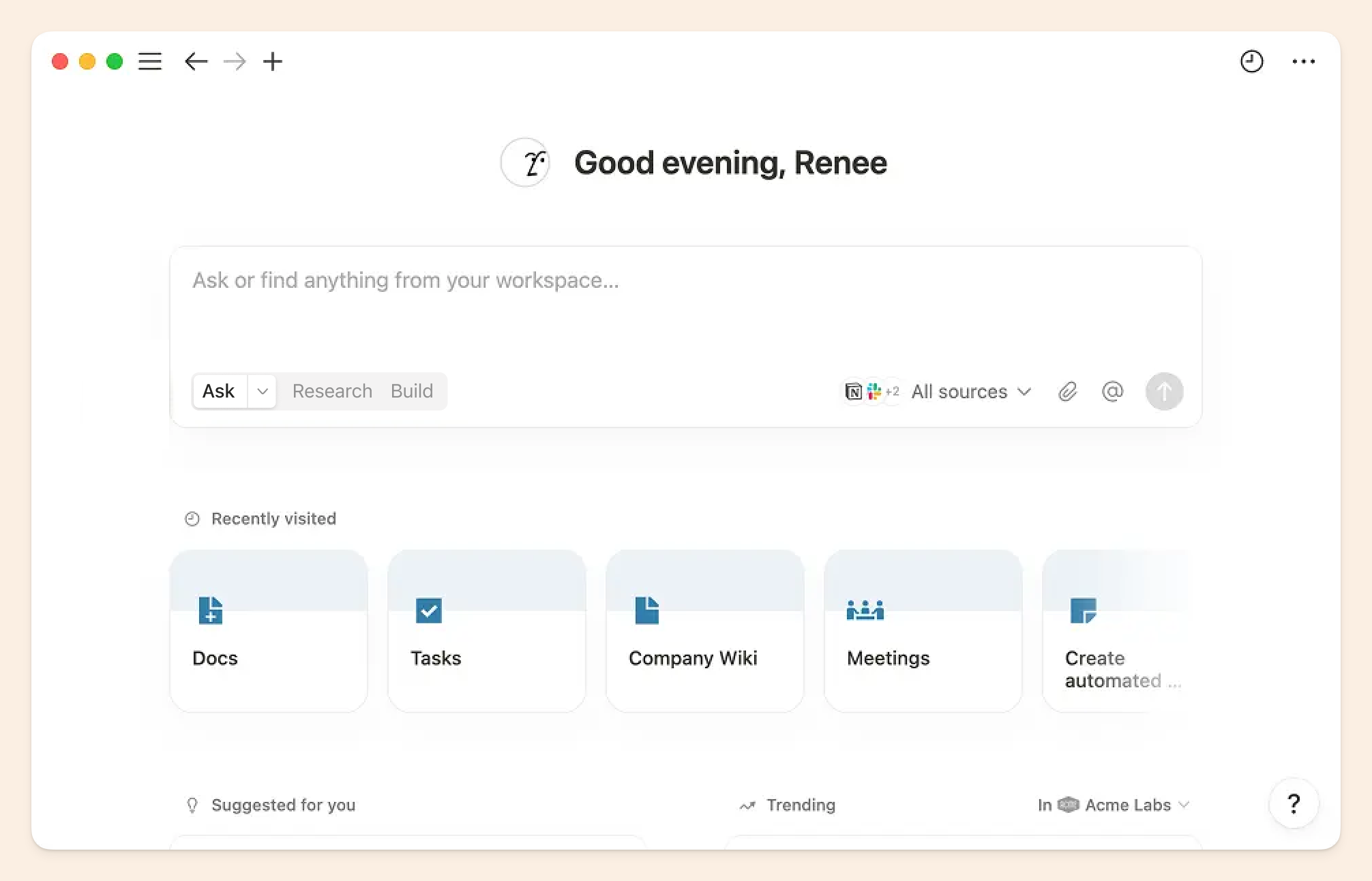 Notion AI search bar product screenshot