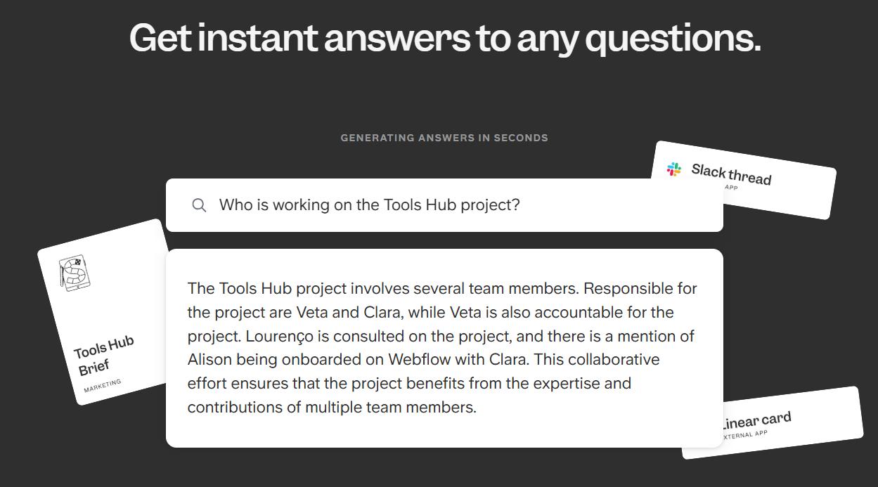 Ask goes through all your wiki docs to answer your questions