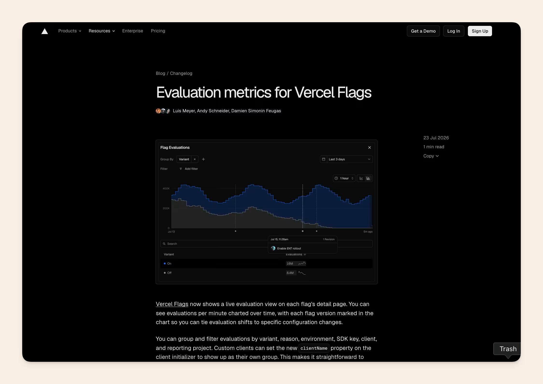 Vercel changelog