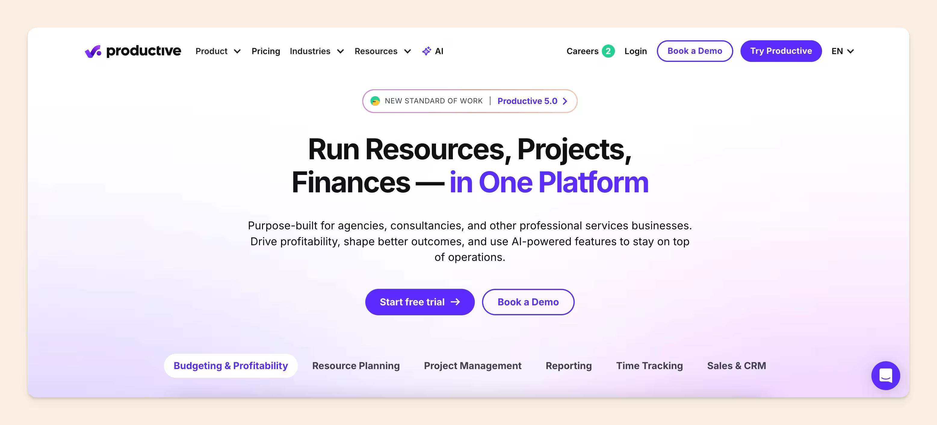 Productive.io homepage