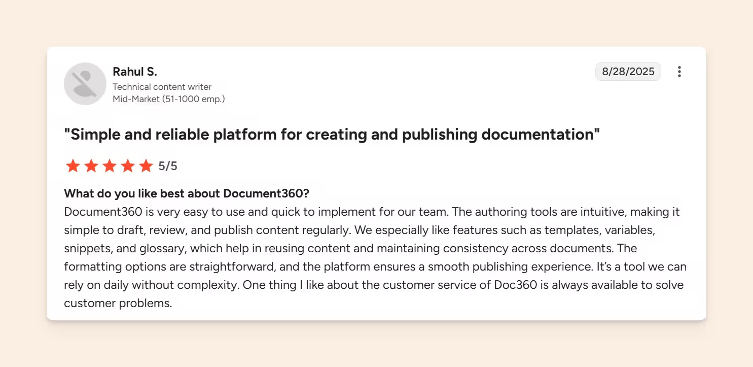 Document360 G2 review