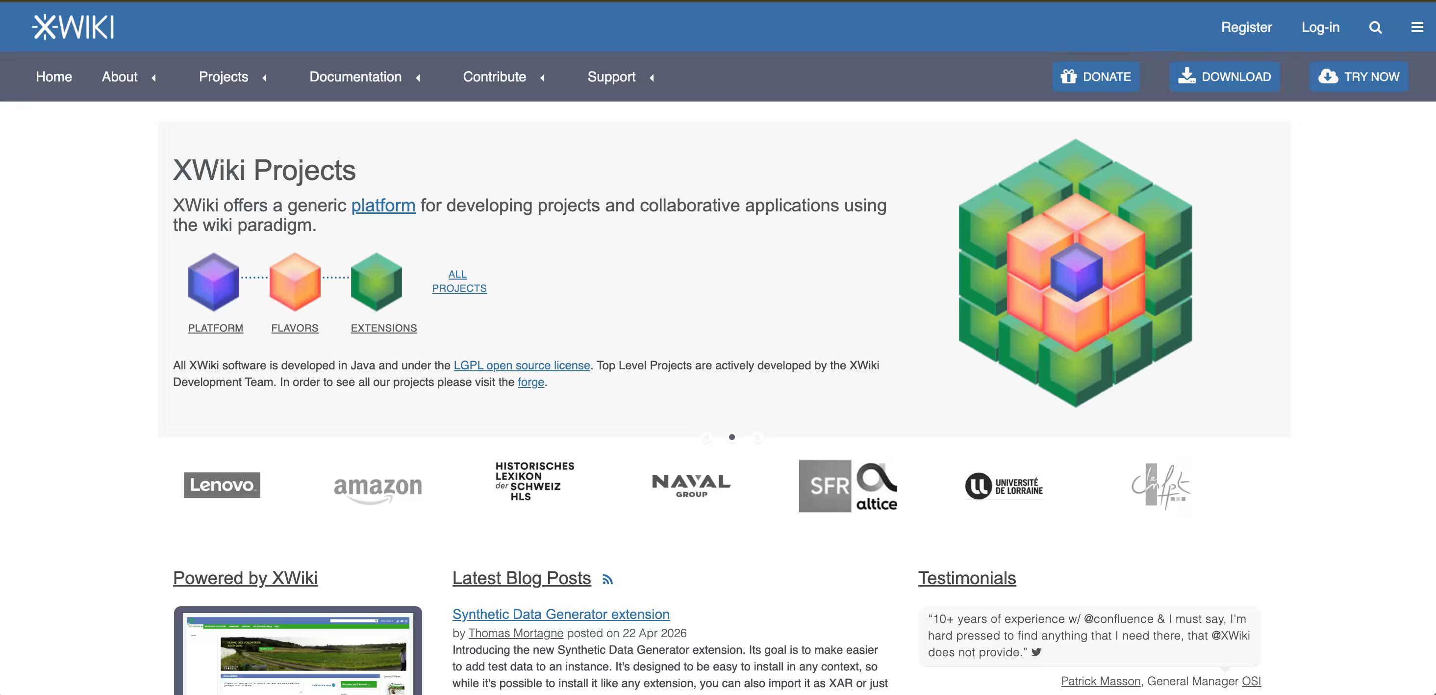xWiki homepage screenshot