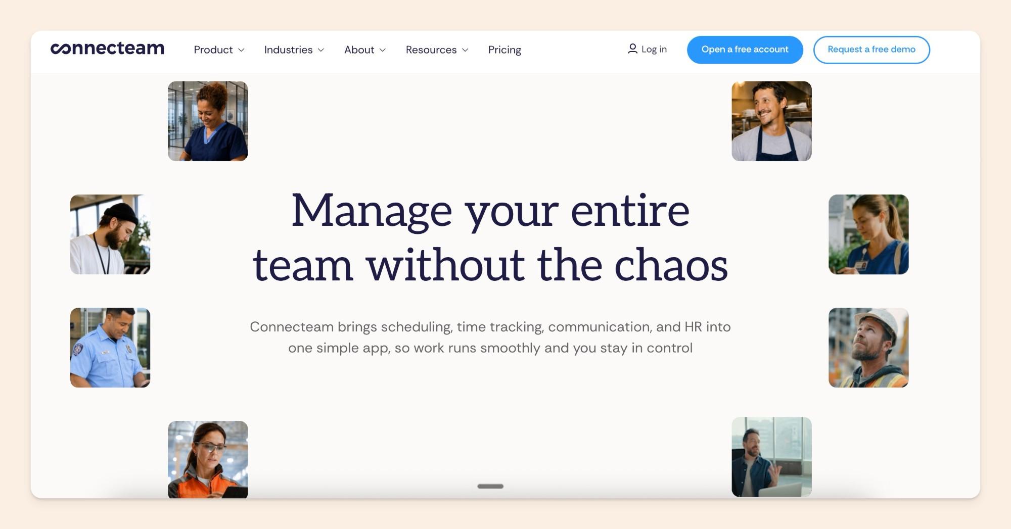 Página de inicio de Connecteam