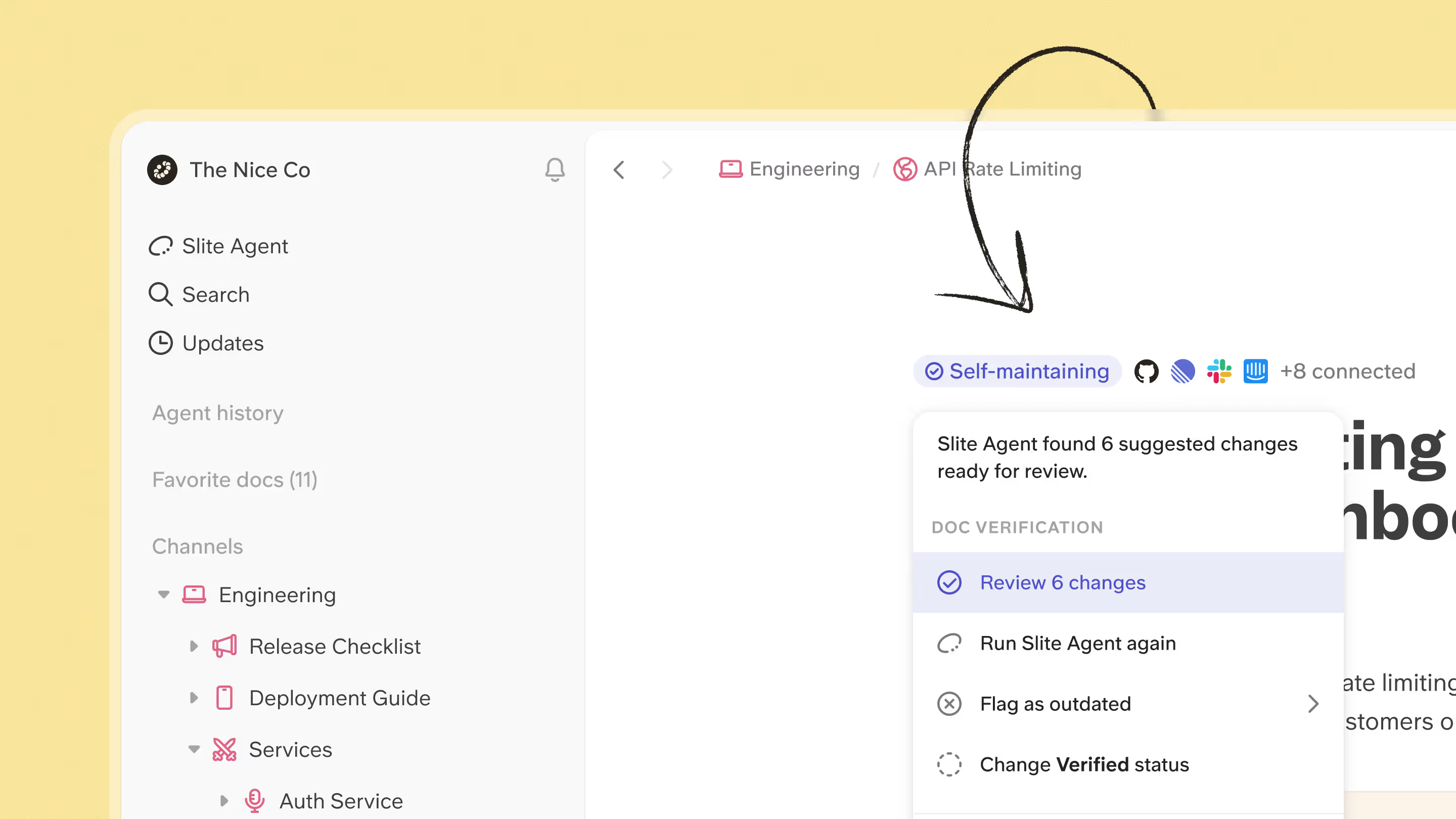 Slite agent - automatic knowledge drift detection