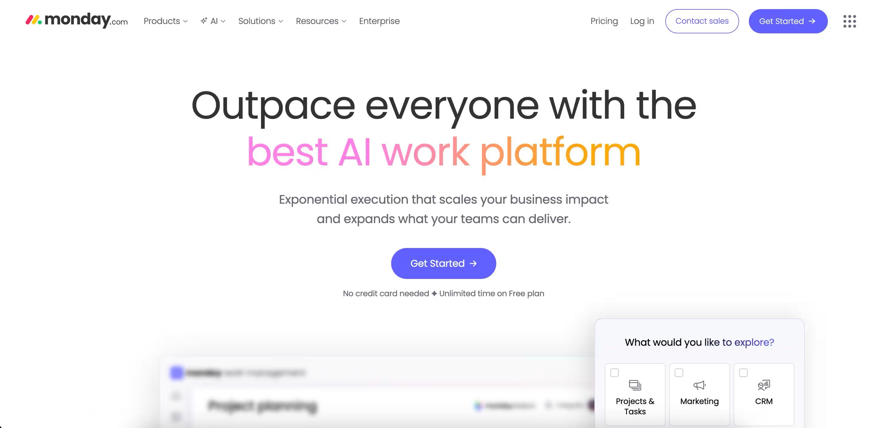 monday.com board with status columns and project items