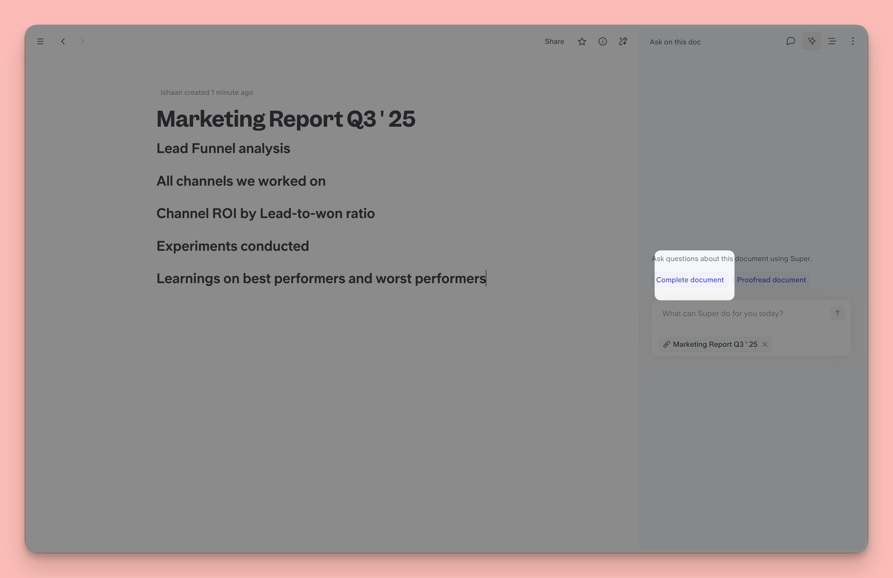 How you can complete a doc with company info in 1-click using Slite