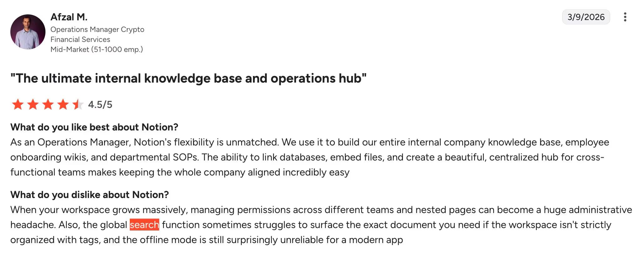Notion search review
