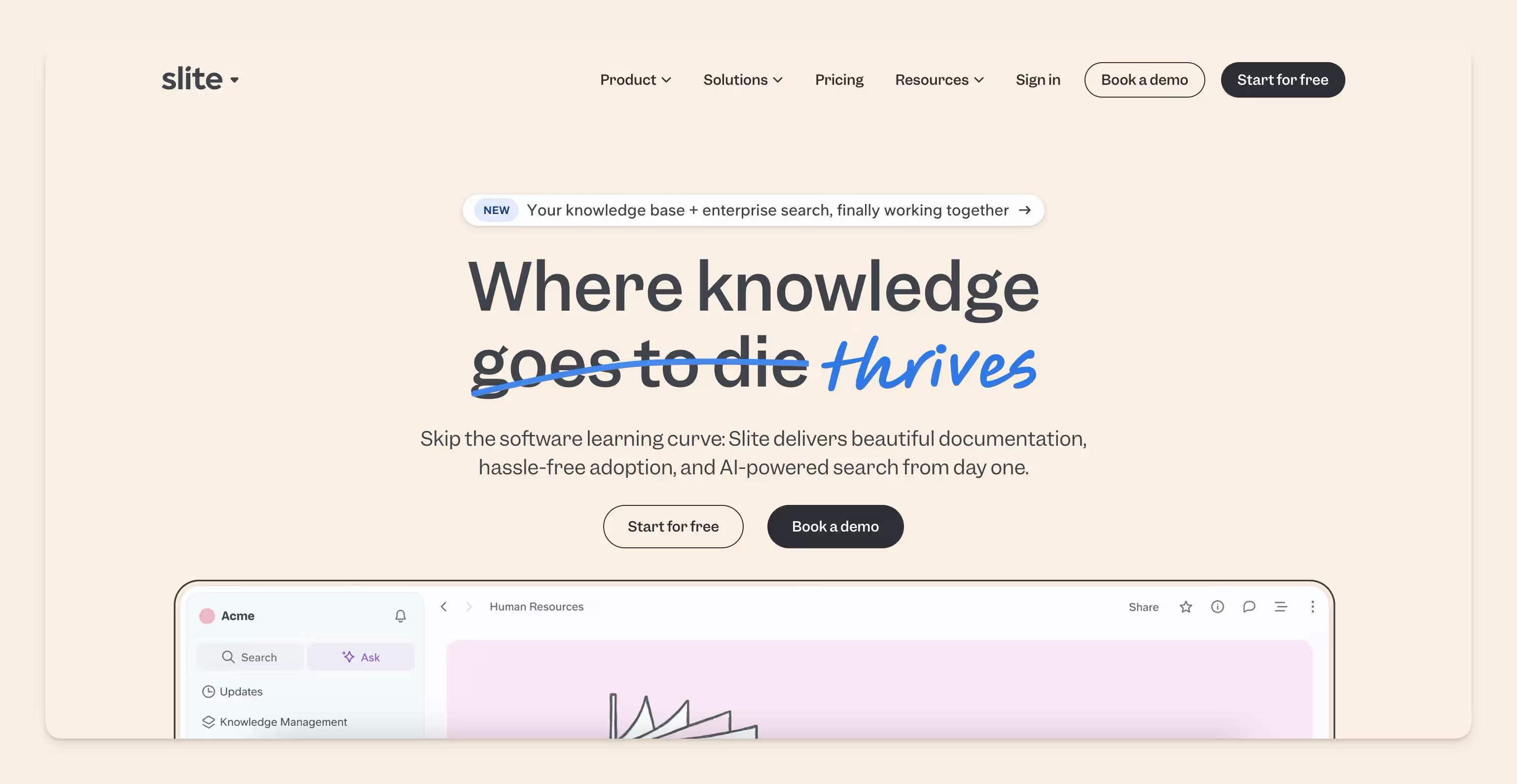 Slite homepage