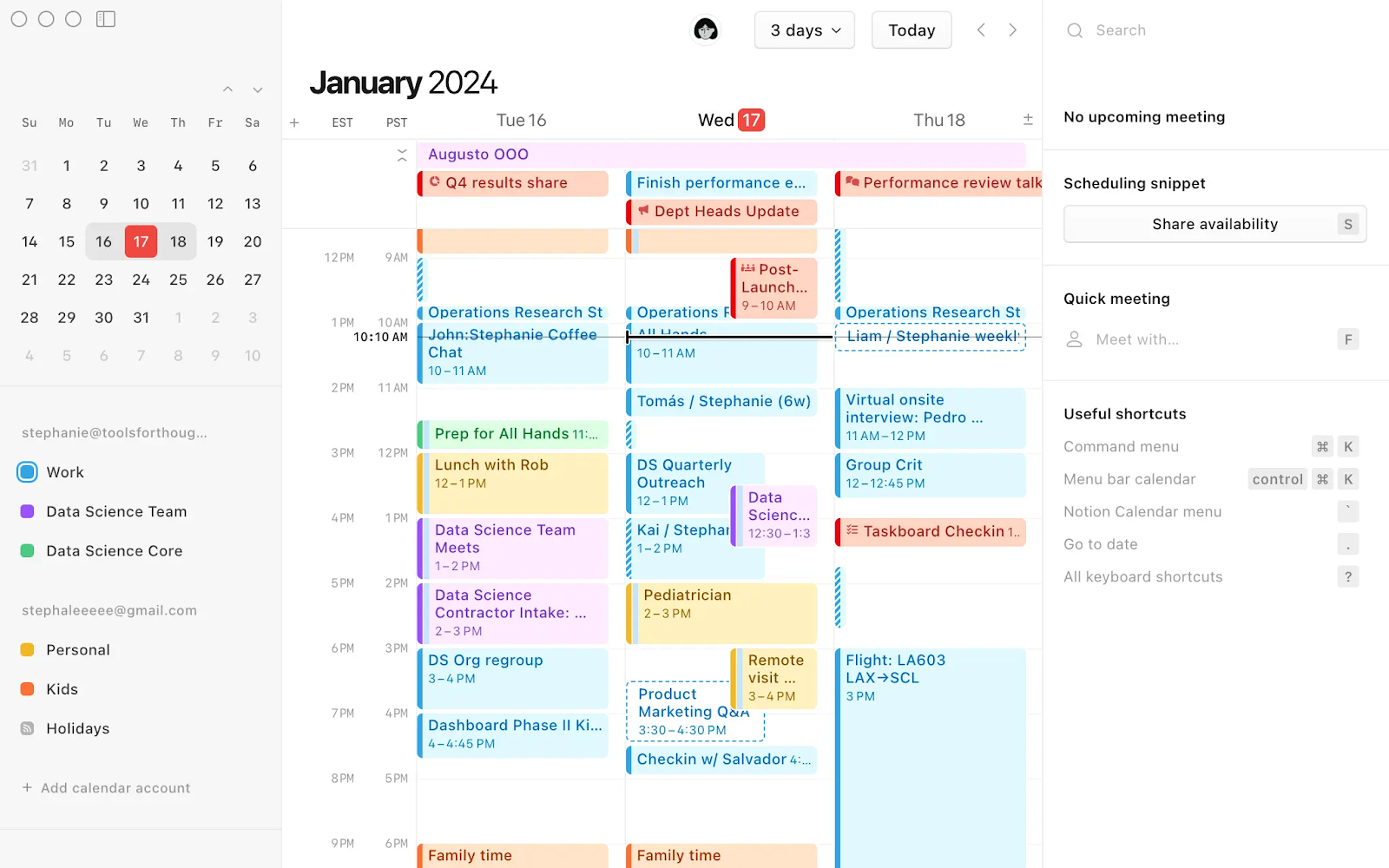 Organize with different Notion views like Calendar view