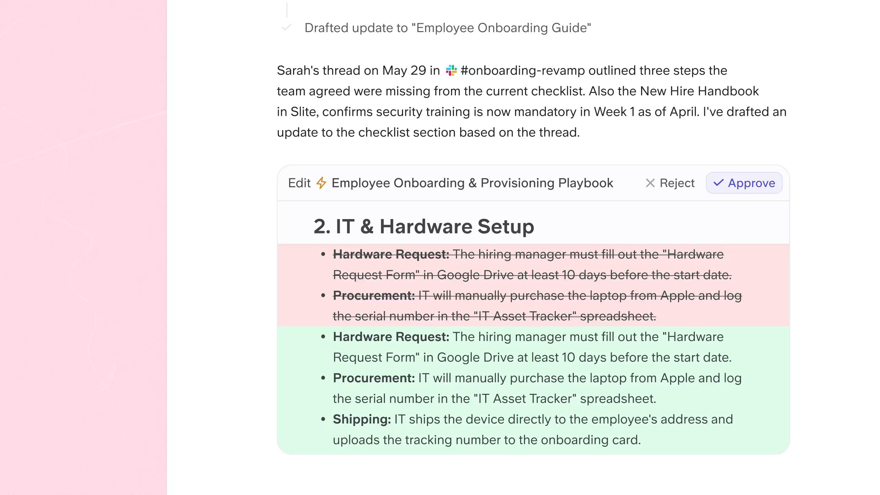 Review self maintaining update verdict by verdict in the triage in Slite