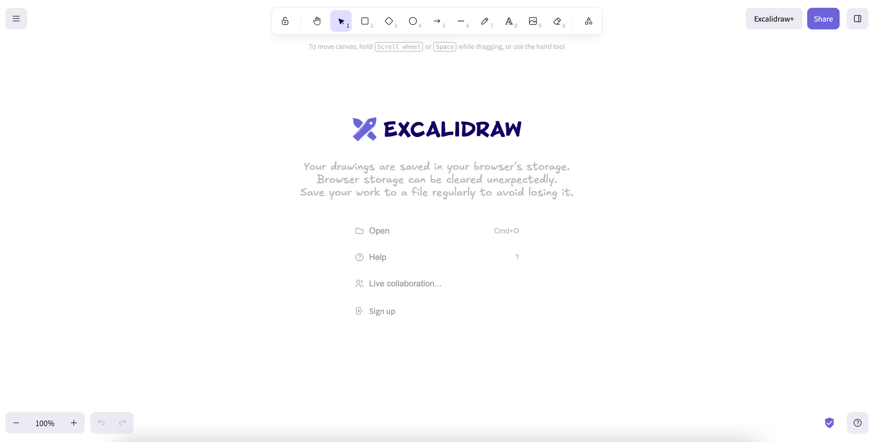 Excalidraw flowchart tool homepage