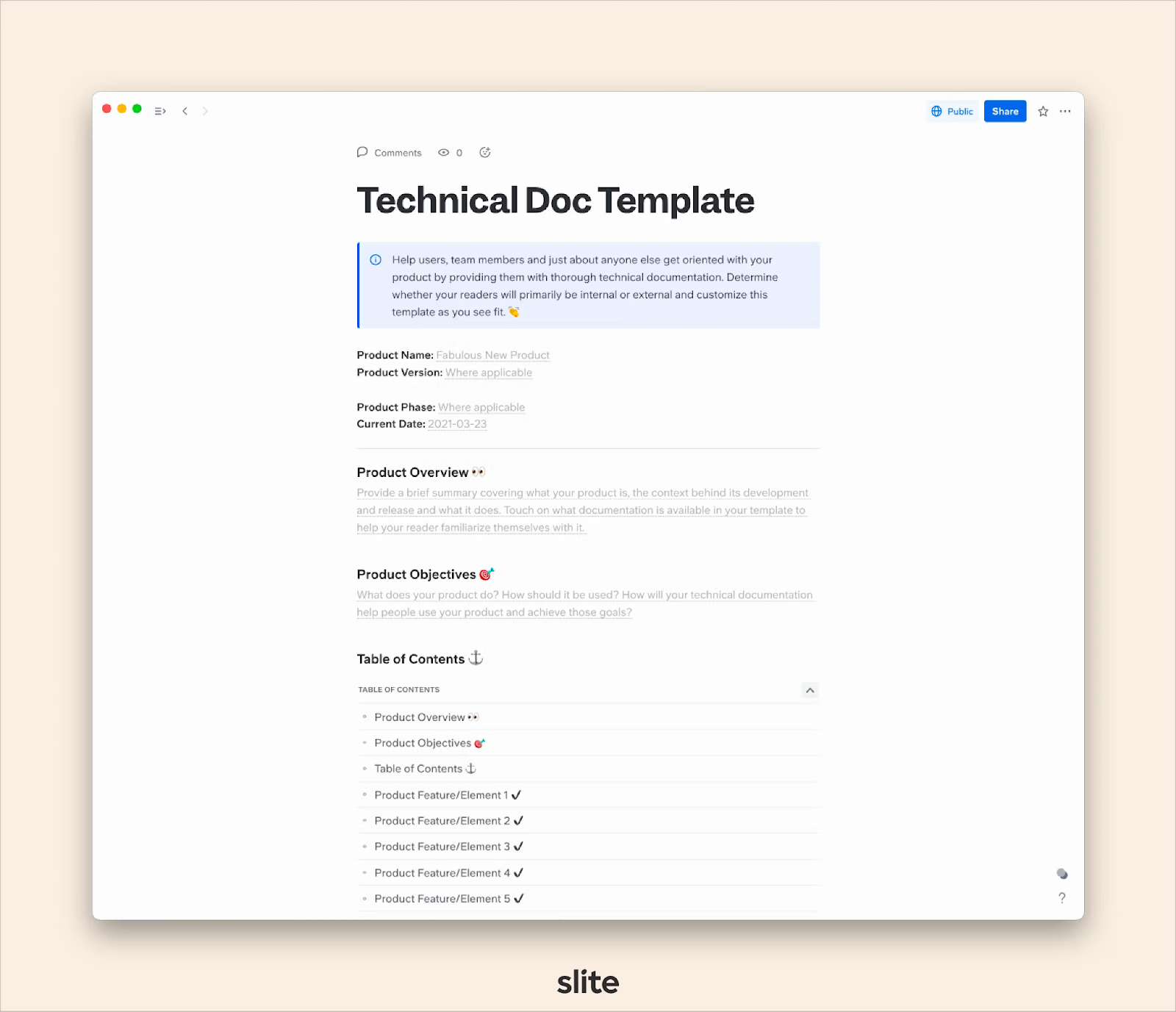 Technical documentation template