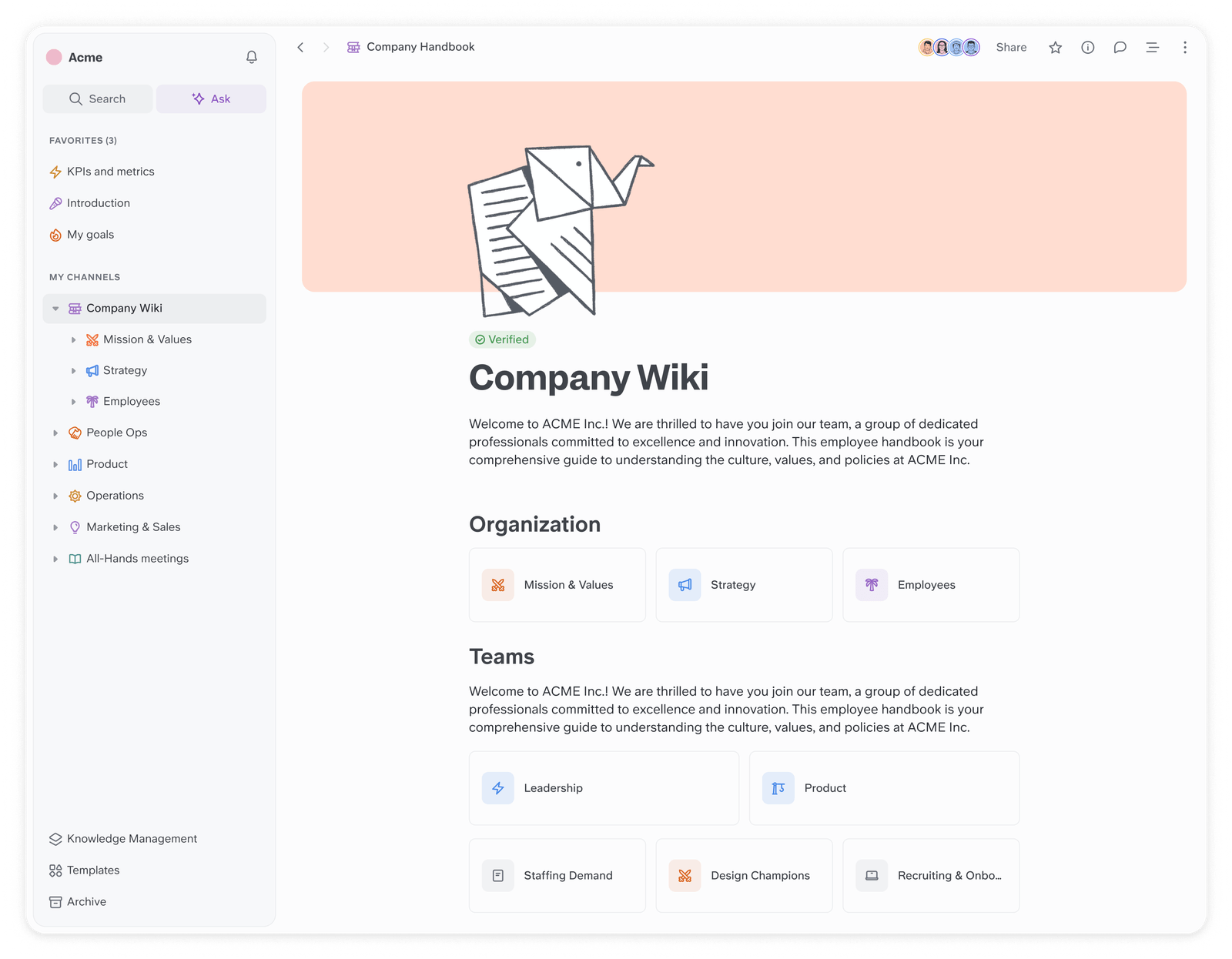 Configura una wiki en Slite