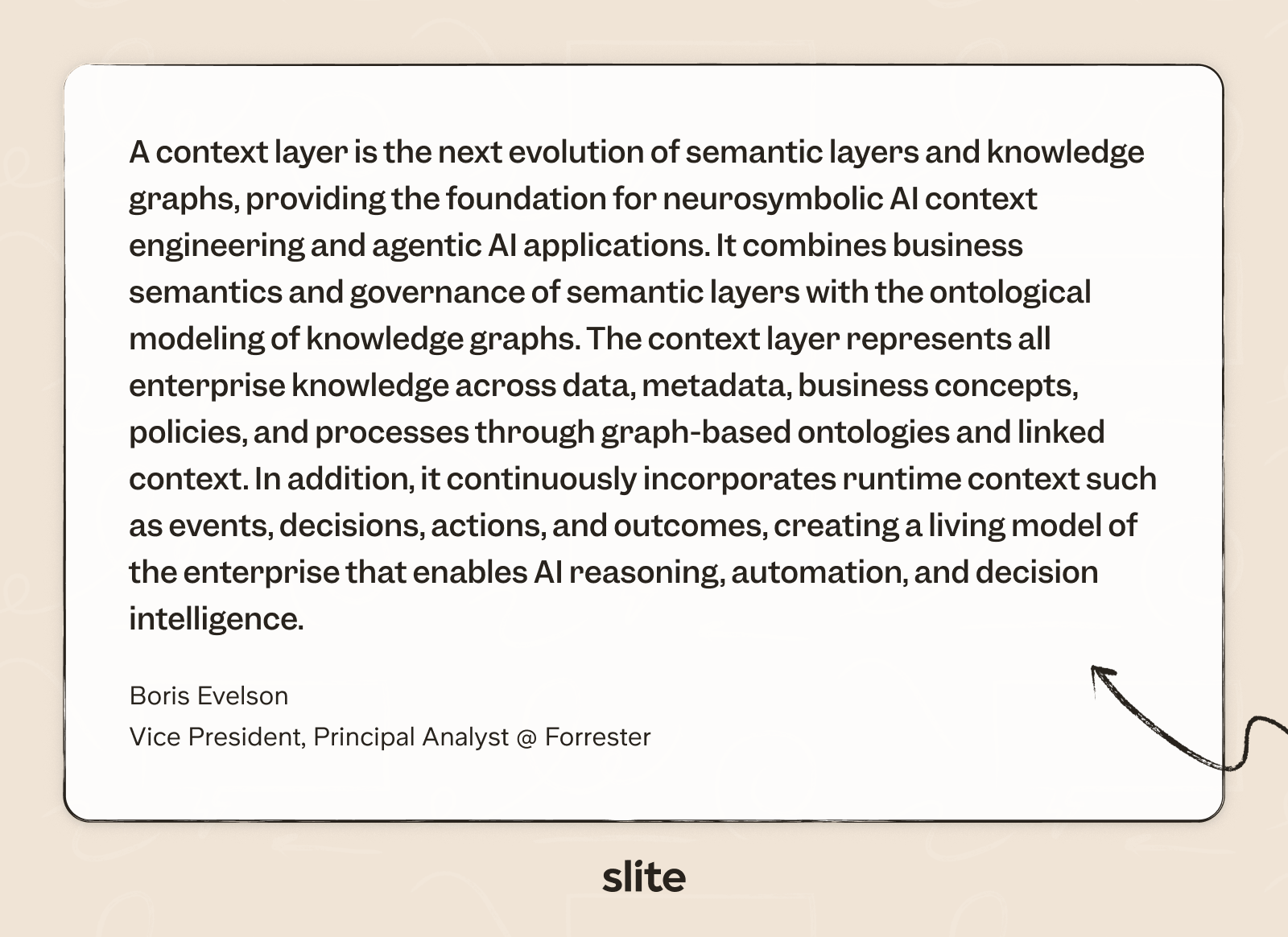 Boris Evelson of Forrester quoted with Forrester's formal definition of a context layer