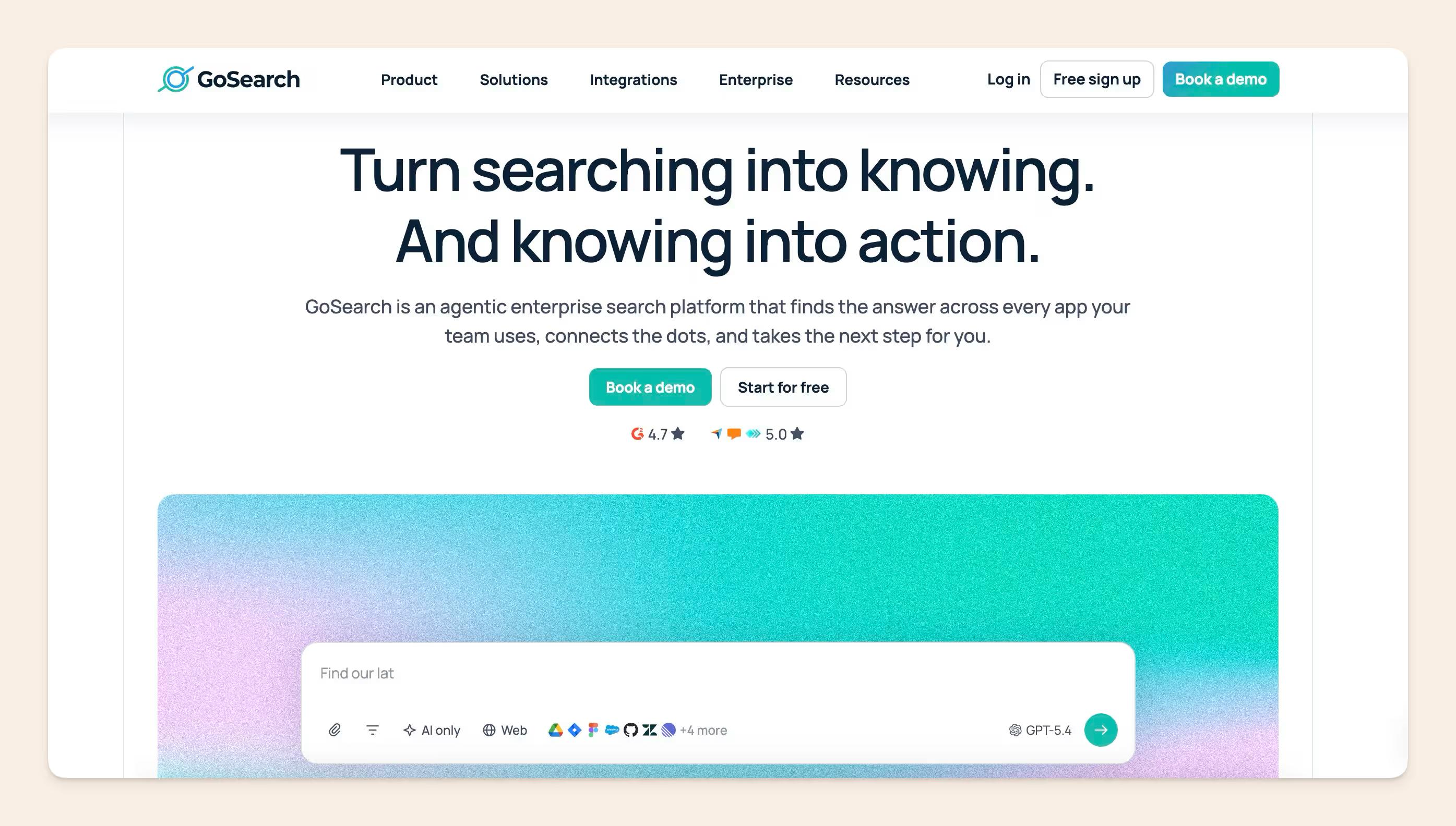 GoSearch homepage screenshot