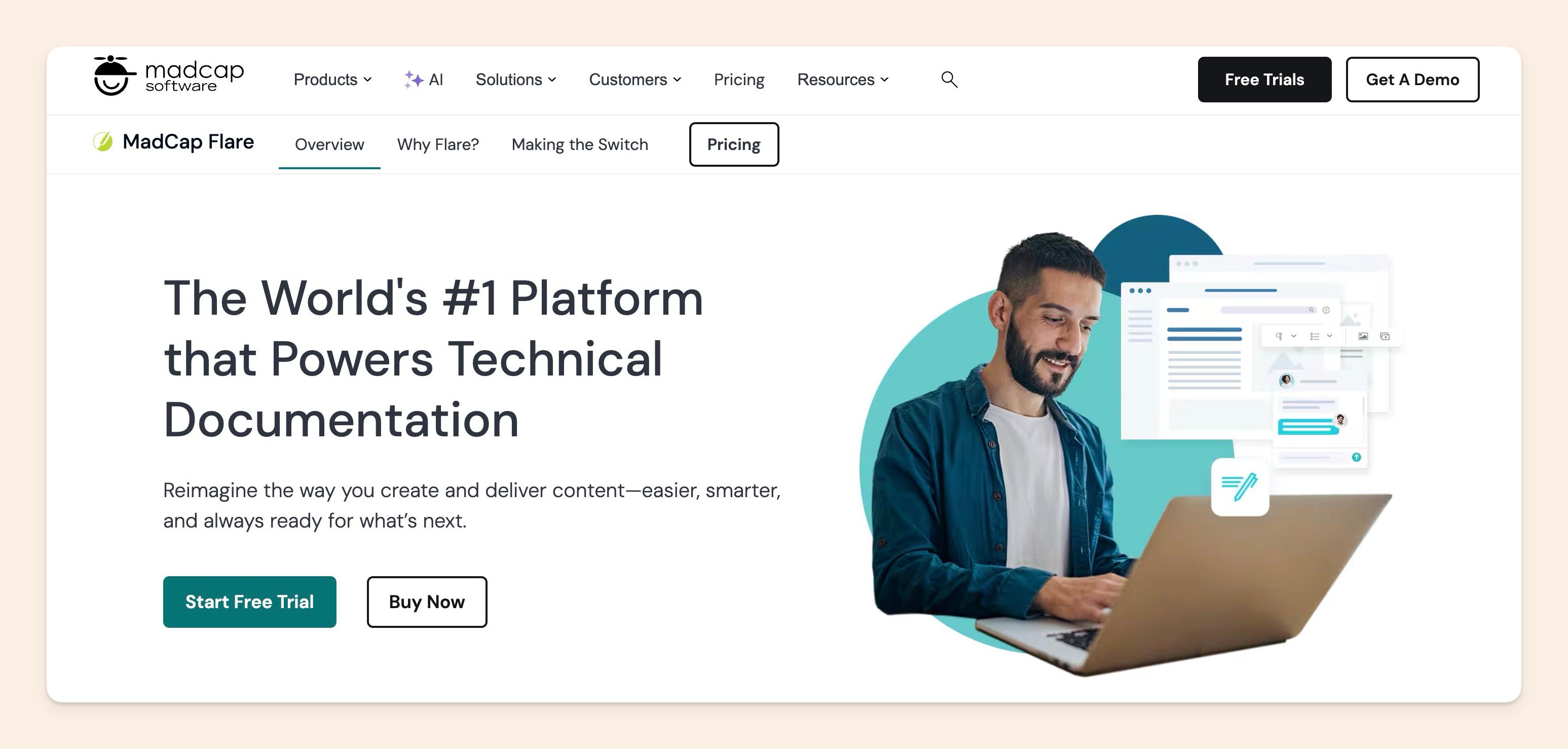 MadCap Flare homepage screenshot