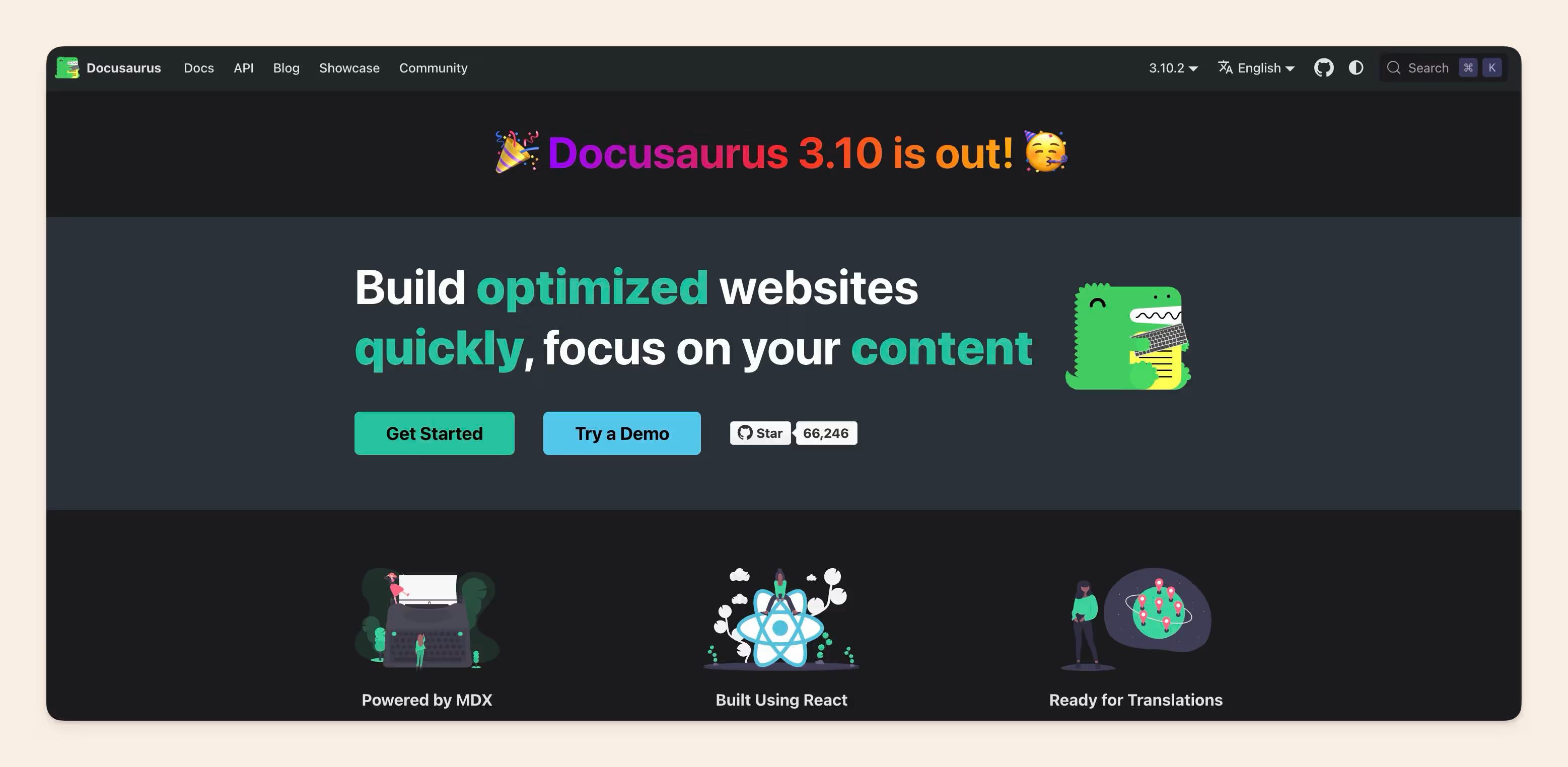 Docusaurus homepage screenshot