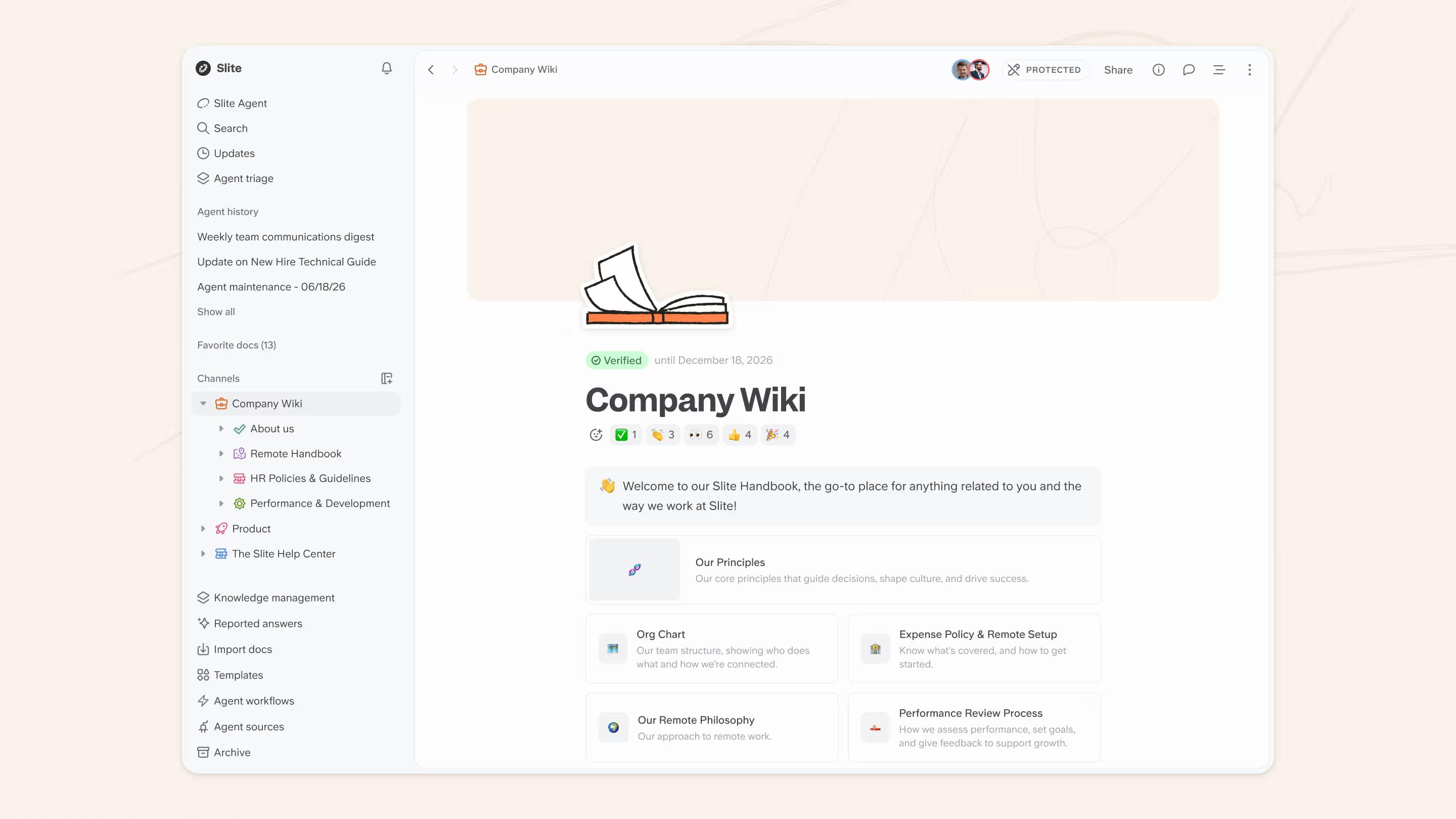 Slite product homepage