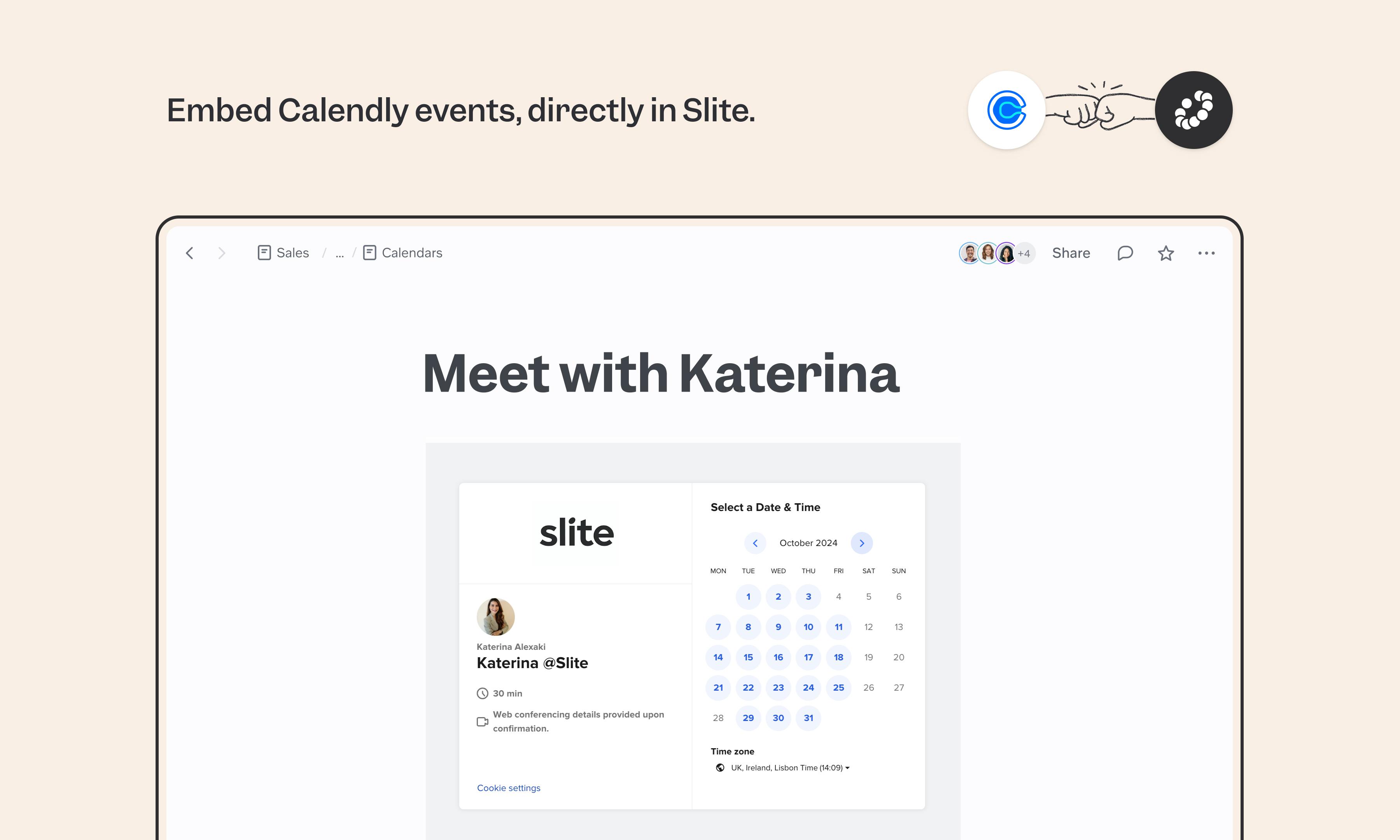 Calendly integration screenshot