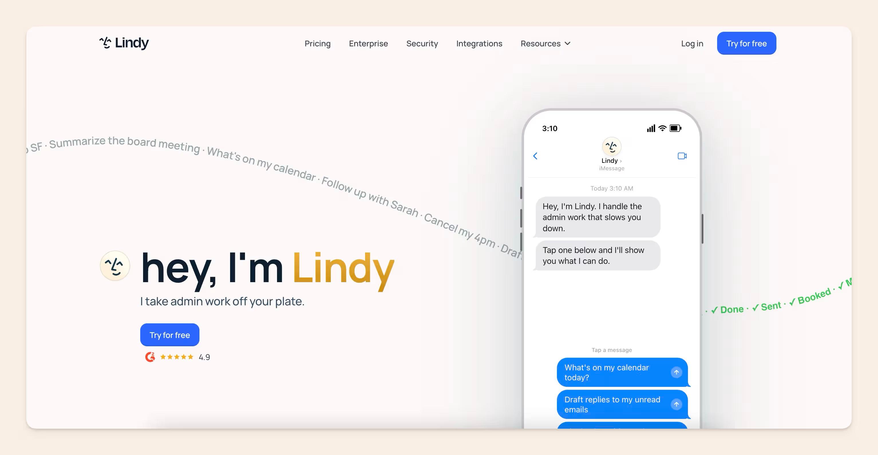 Lindy ai homepage screenshot
