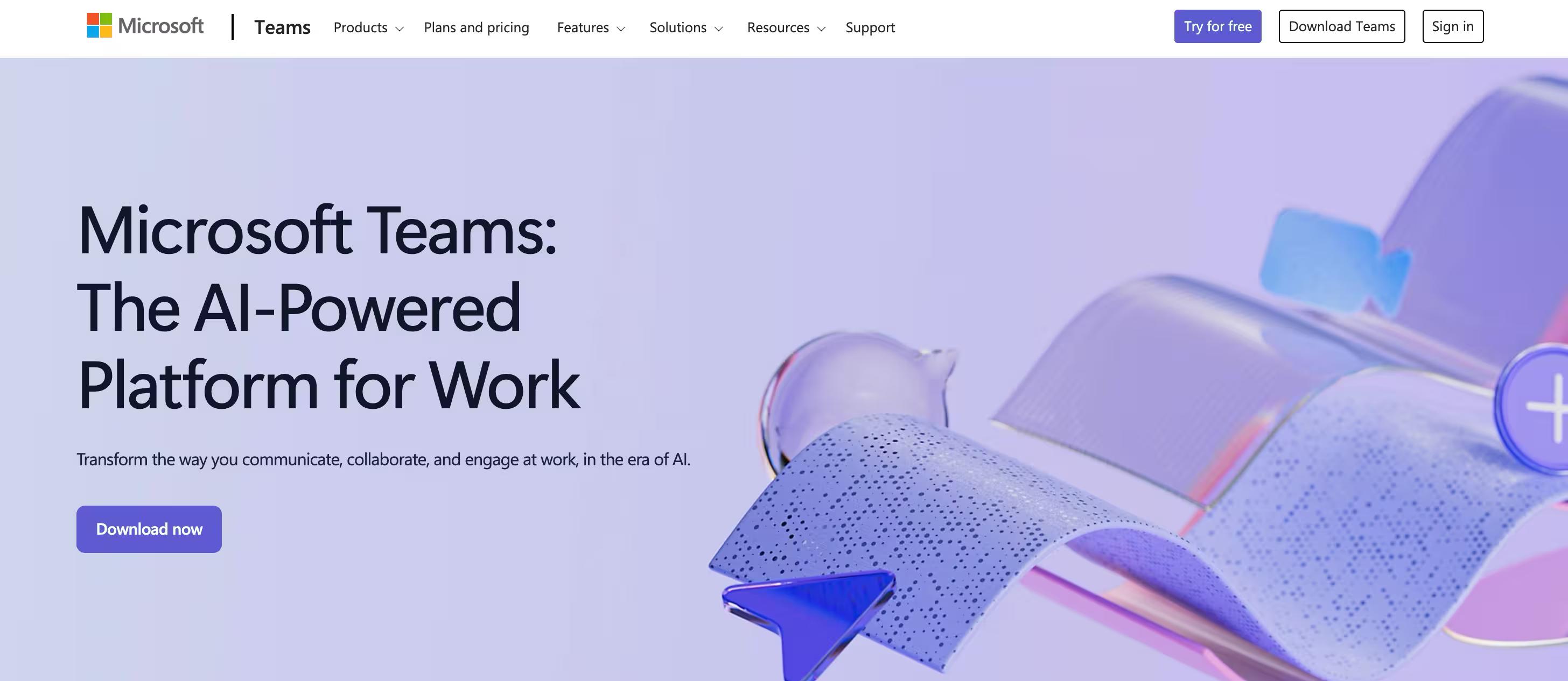 Microsoft Teams homepage screenshot
