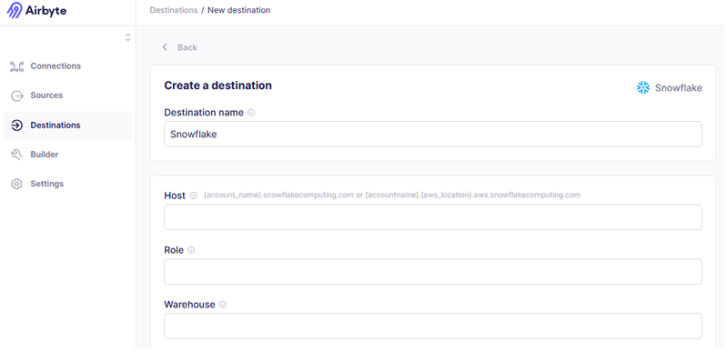 Create a destination