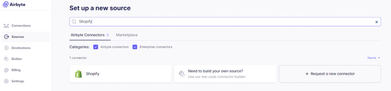 Set up a new source
