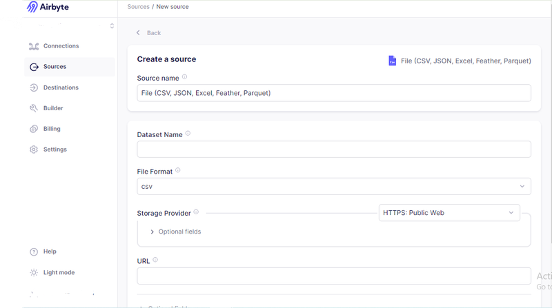 Source setup