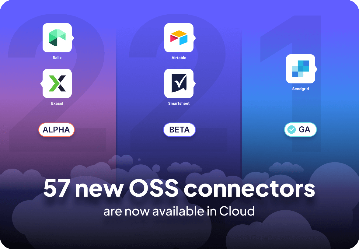Accelerating Alpha Connectors to Airbyte Cloud: 57 New Connectors Ready For Takeoff