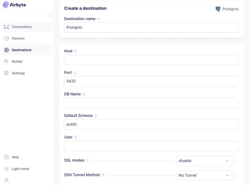 Configure Postgres Destination