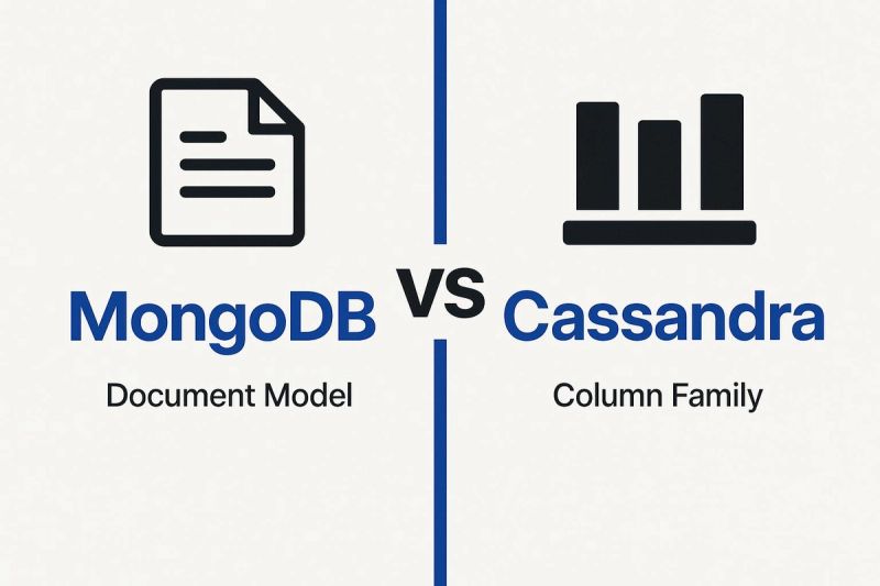 Comparison of MongoDB and Cassandra database models, highlighting document model versus column family.