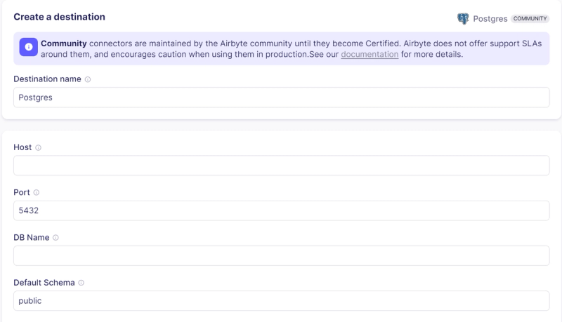 Image 10: Airbyte Postgres form