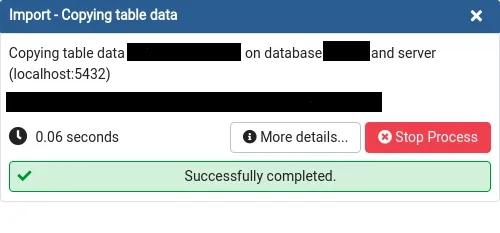 Successful Data Import popup