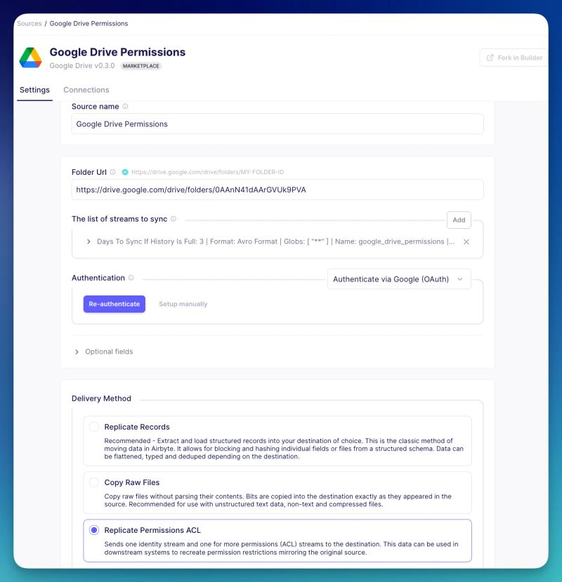 Replicating Permissions Selection