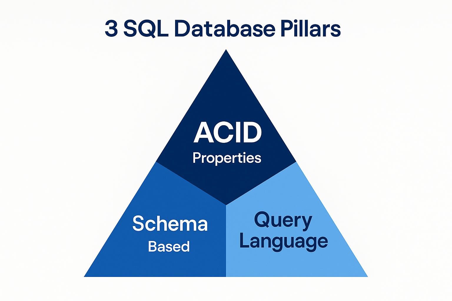 Image 3: Diagram showing the three key characteristics of SQL databases including ACID properties, schema-based organization, and standardized query language