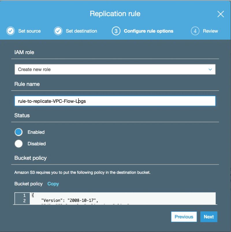 Replication rule configure rule options