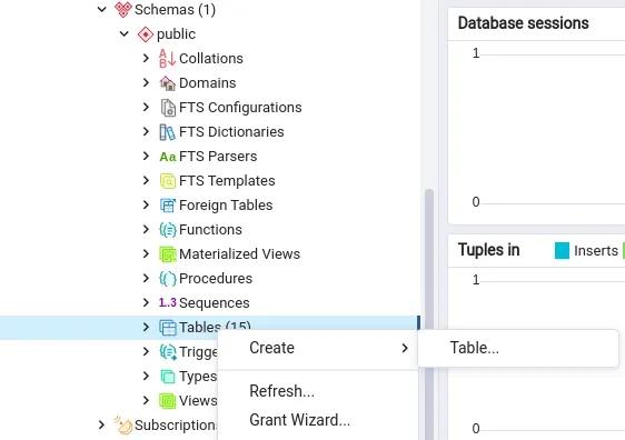 Create Table with pgAdmin
