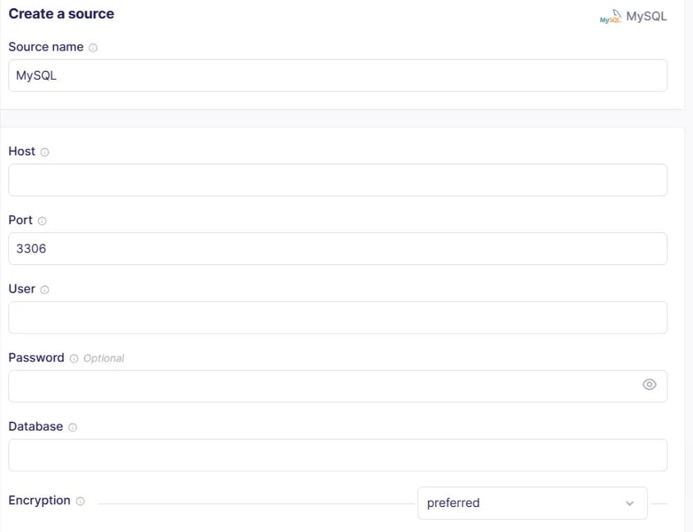 Create a MySQL Source