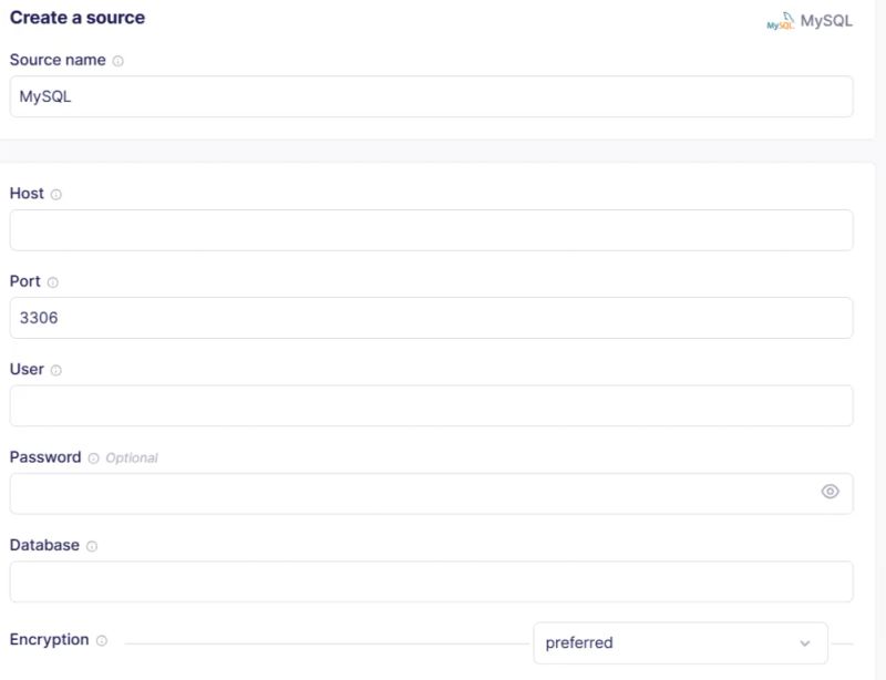 Create a MySQL Source