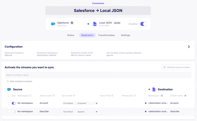 Salesforce to Local JSON Connection